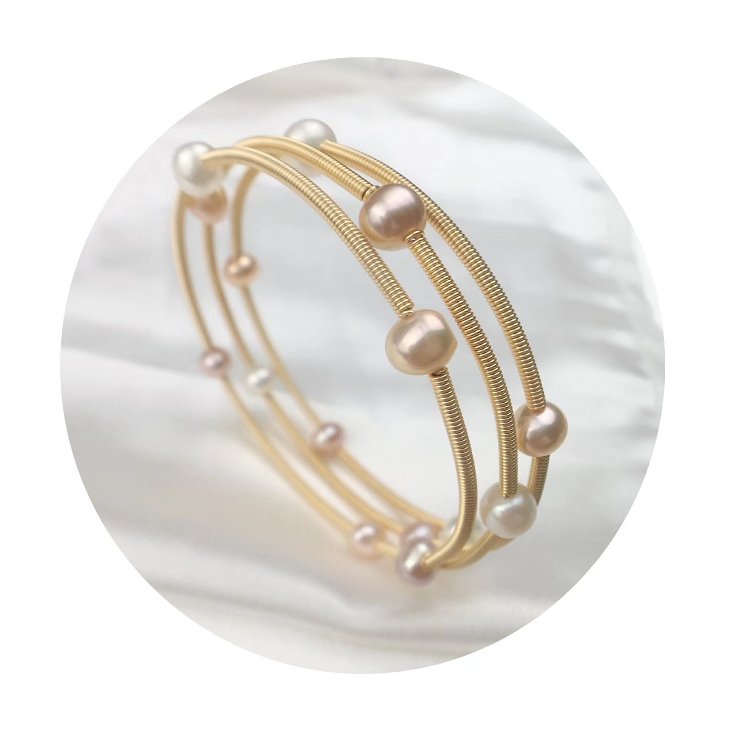 Three Ring Bracelet ,Cold Pearl Color