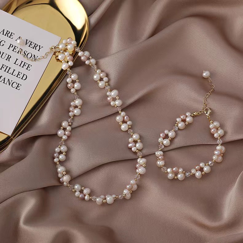 Full Set Fresh Water Pearl [Bracelet & Necklace], Unique Design